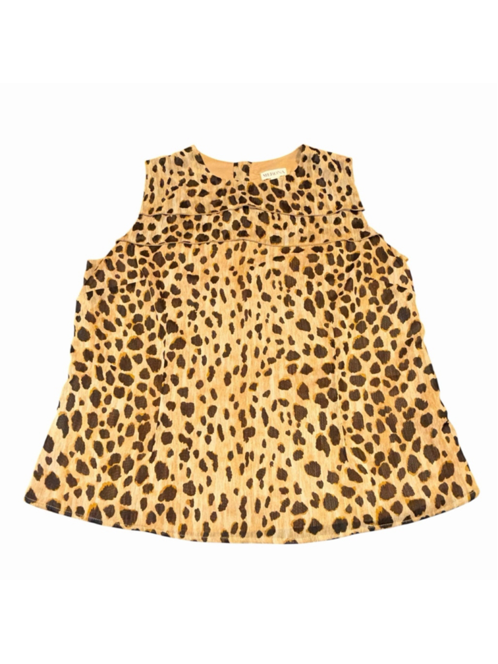 Merona Cheetah Animal Print Scoop Neck Sleeveless Tank Layered Ruffle Flowy XXL